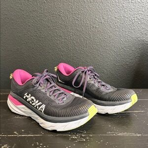 Hoka Bondi 7 Women's 9.5 Navy and Pink Athletic Shoes
